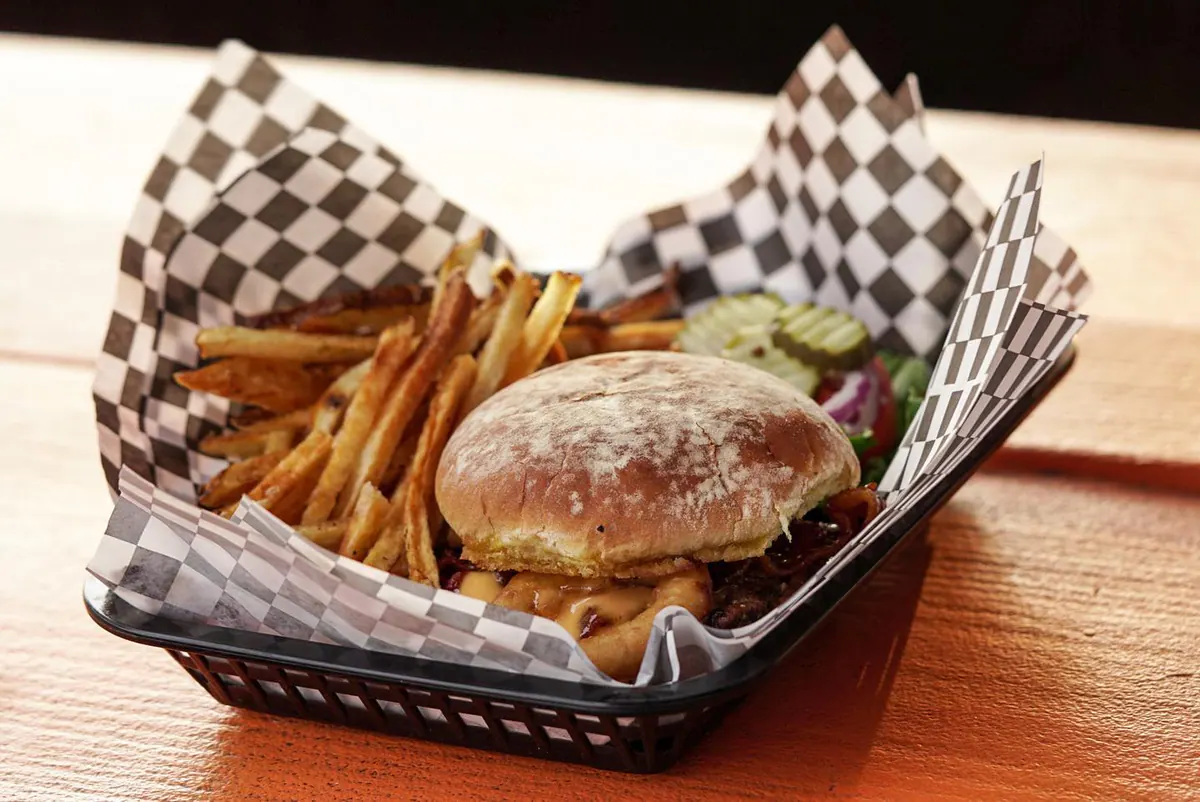 Hideaway Roadhouse burger and fries